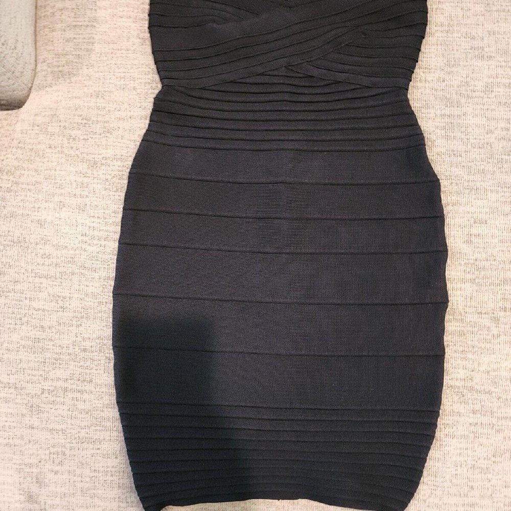 Costa Blanca Strapless Dress Black Stretch Zip-Up Dress Size M A-157